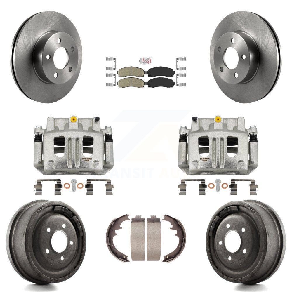 Front Rear Brake Caliper Rotors Drums Ceramic Pads Kit (8Pc) For Ford Ranger Mazda B4000 KC8-101562N