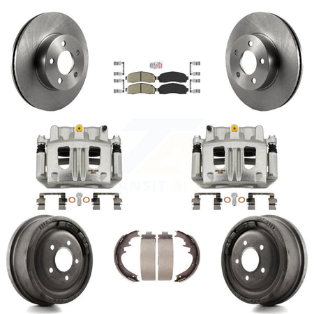 Front Rear Brake Caliper Rotors Drums Ceramic Pads Kit (8Pc) For Ford Ranger Mazda B4000 KC8-101562N