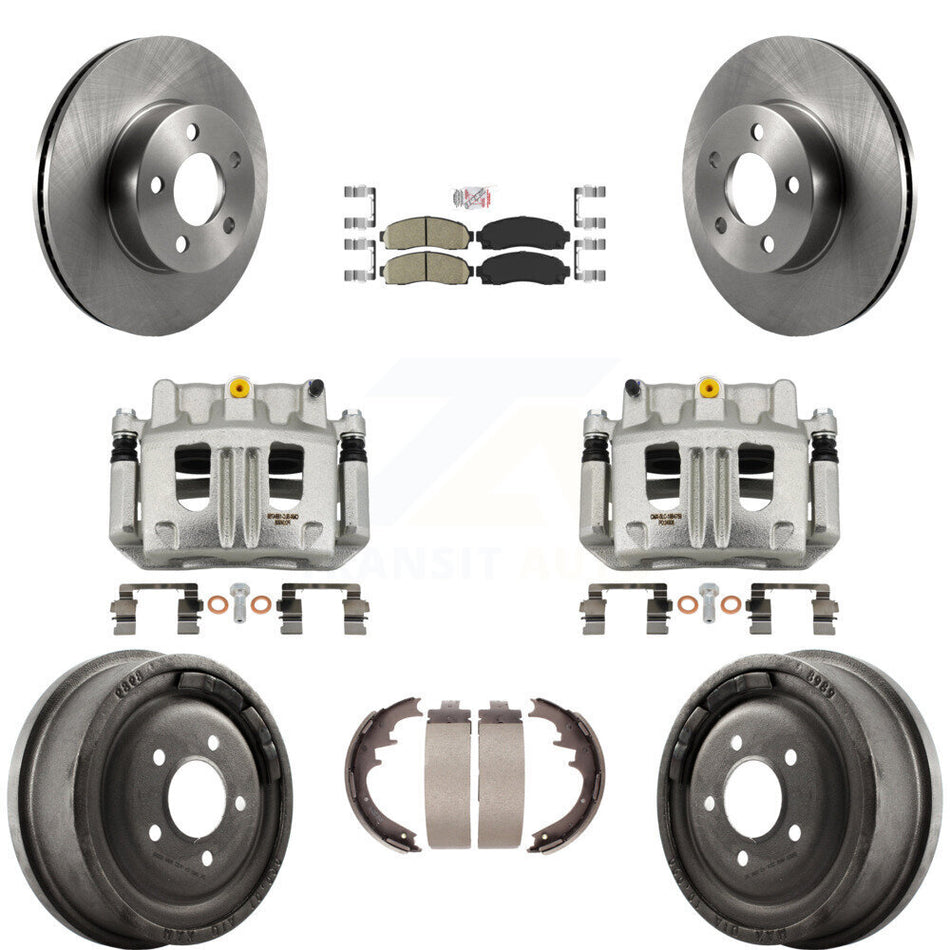 Front Rear Brake Caliper Rotors Drums Ceramic Pads Kit (8Pc) For Ford Ranger Mazda B4000 KC8-101562N