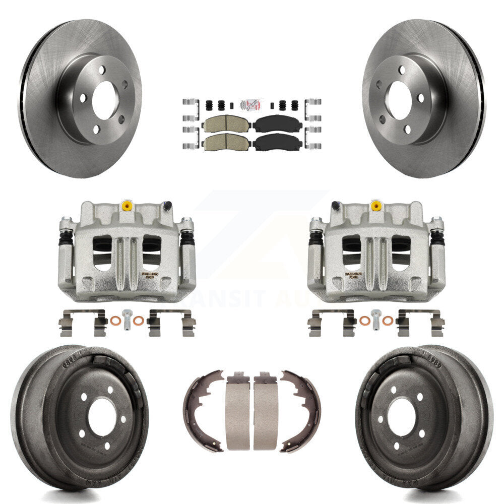 Front Rear Brake Caliper Rotors Drums Ceramic Pads Kit (8Pc) For Ford Ranger Mazda B4000 KC8-101563N