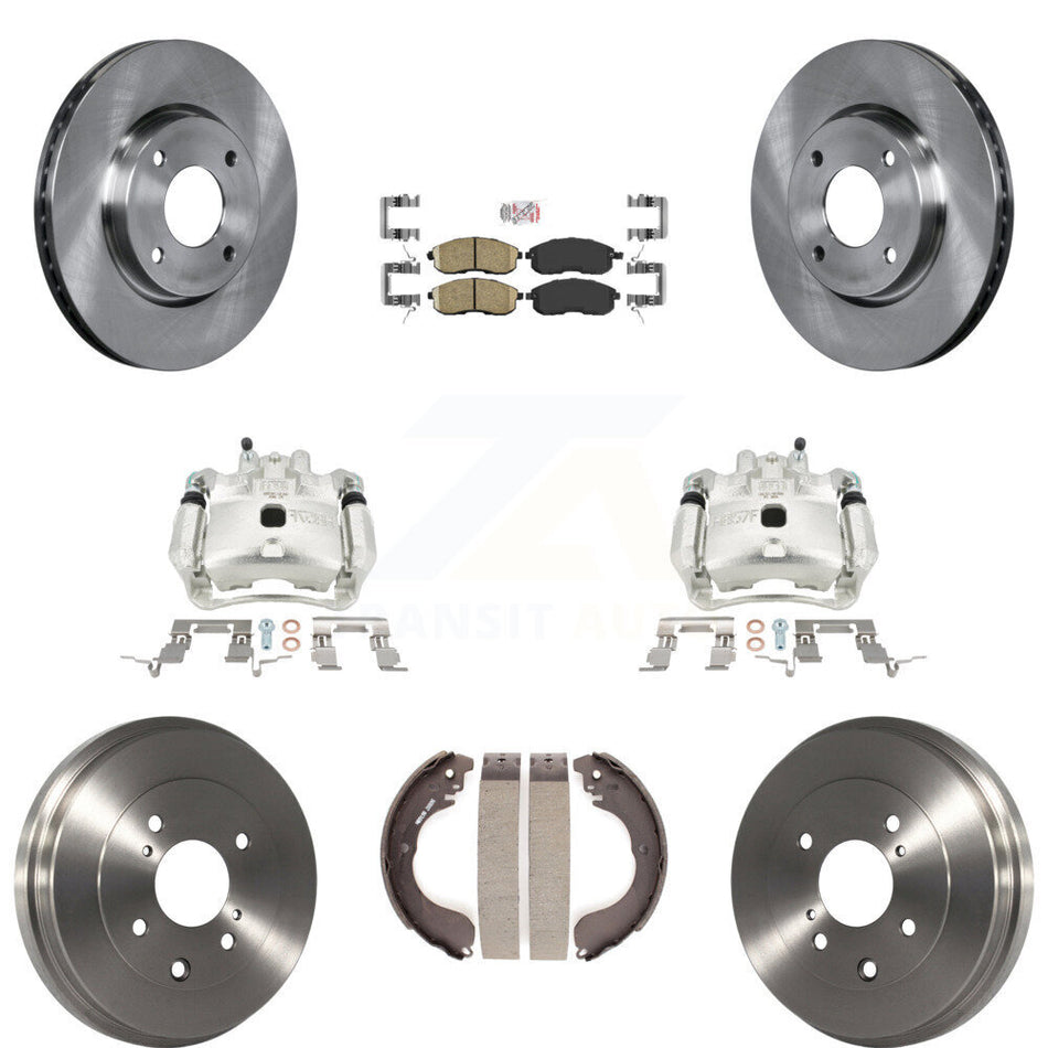 Front Rear Disc Brake Caliper Rotor Drum Ceramic Pad Kit (8Pc) For 2009-2014 Nissan Cube KC8-101566N
