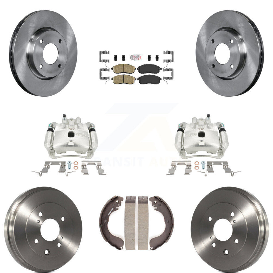 Front Rear Disc Brake Caliper Rotor Drum Ceramic Pad Kit (8Pc) For 2009-2014 Nissan Cube KC8-101567N