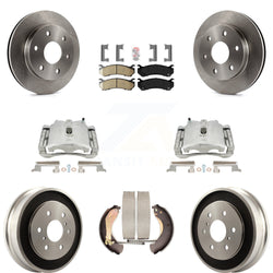 Front Rear Disc Brake Caliper Rotors Drums Ceramic Pads Kit (8Pc) For Chevrolet Silverado 1500 GMC Sierra Classic KC8-101572N