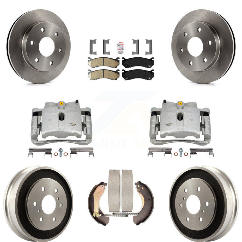 Front Rear Disc Brake Caliper Rotors Drums Ceramic Pads Kit (8Pc) For Chevrolet Silverado 1500 GMC Sierra Classic KC8-101572N