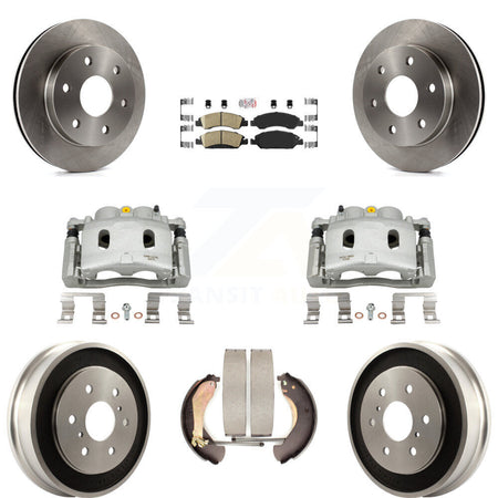 Front Rear Disc Brake Caliper Rotors Drums Ceramic Pads Kit (8Pc) For GMC Sierra 1500 KC8-101576N