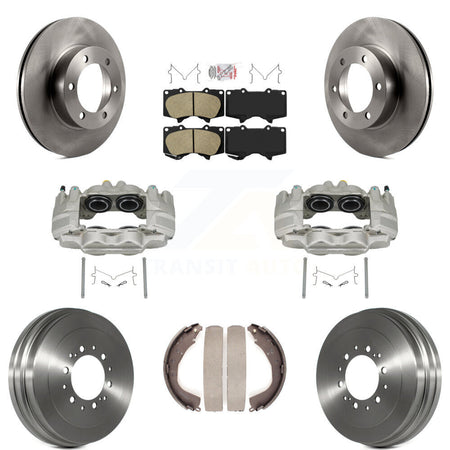 Front Rear Disc Brake Caliper Rotors Drums Ceramic Pads Kit (8Pc) For Toyota Tundra KC8-101579N