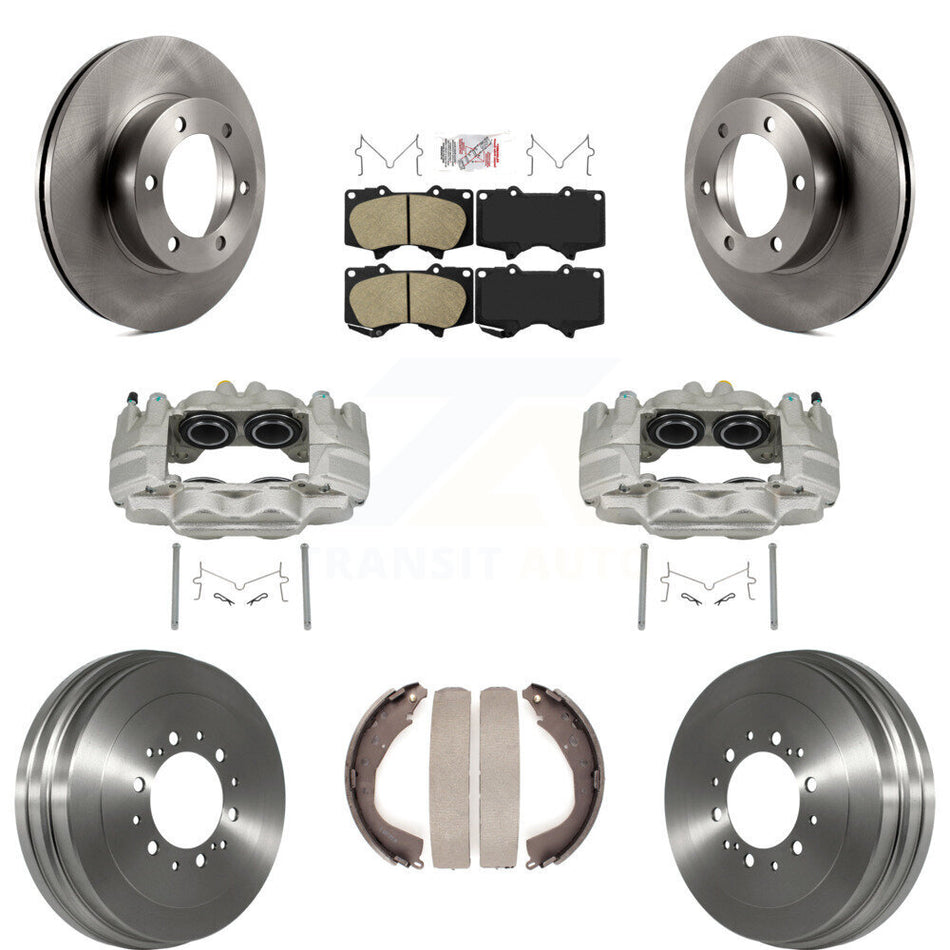 Front Rear Disc Brake Caliper Rotors Drums Ceramic Pads Kit (8Pc) For Toyota Tundra KC8-101579N