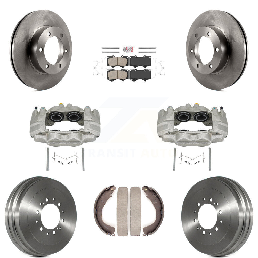 Front Rear Disc Brake Caliper Rotors Drums Ceramic Pads Kit (8Pc) For Toyota Tundra KC8-101580N