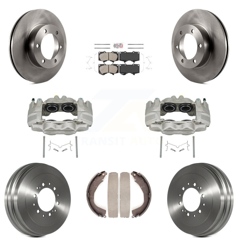 Front Rear Disc Brake Caliper Rotors Drums Ceramic Pads Kit (8Pc) For Toyota Tundra KC8-101580N