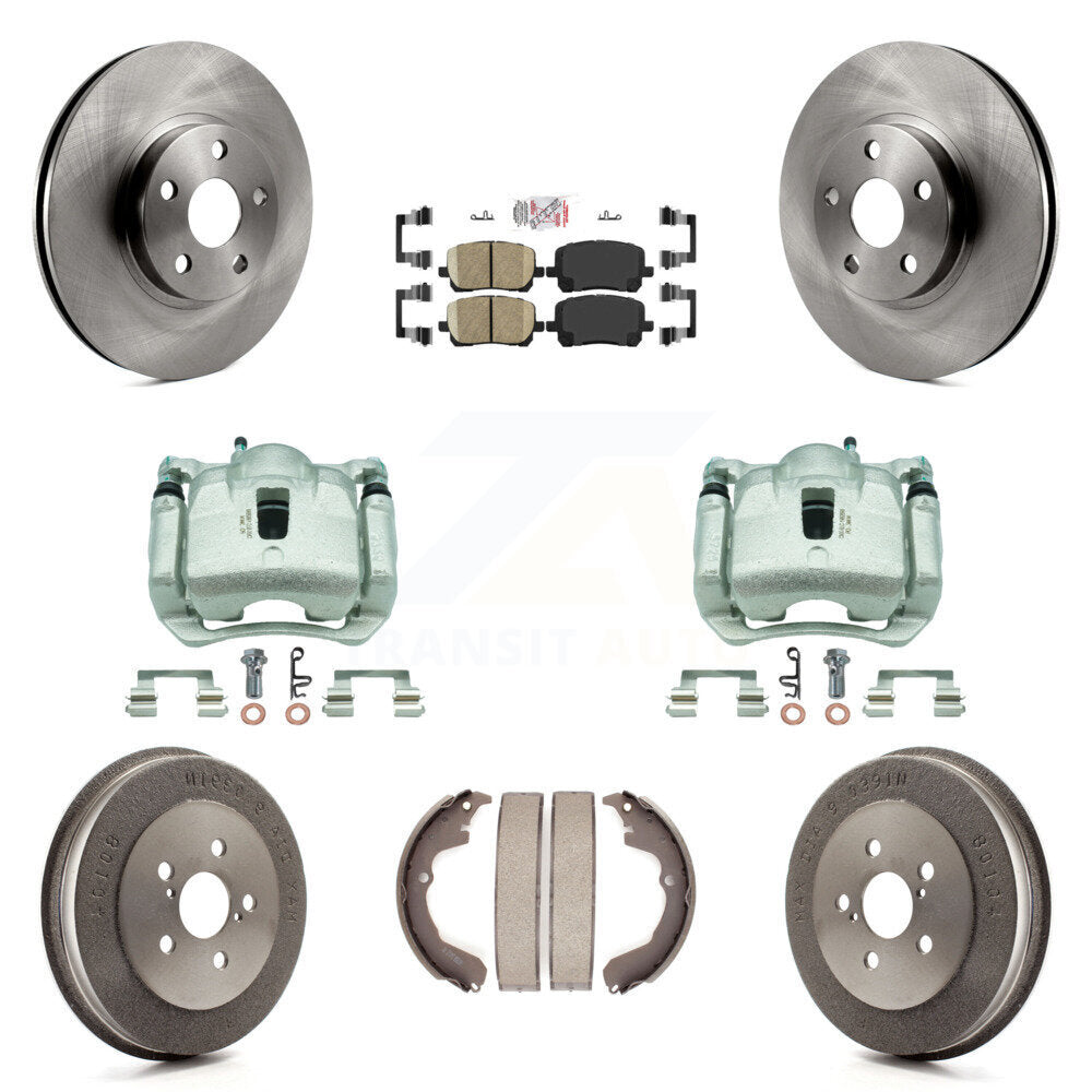 Front Rear Brake Caliper Rotor Drum Ceramic Pad Kit (8Pc) For Toyota Matrix Pontiac Vibe KC8-101585N