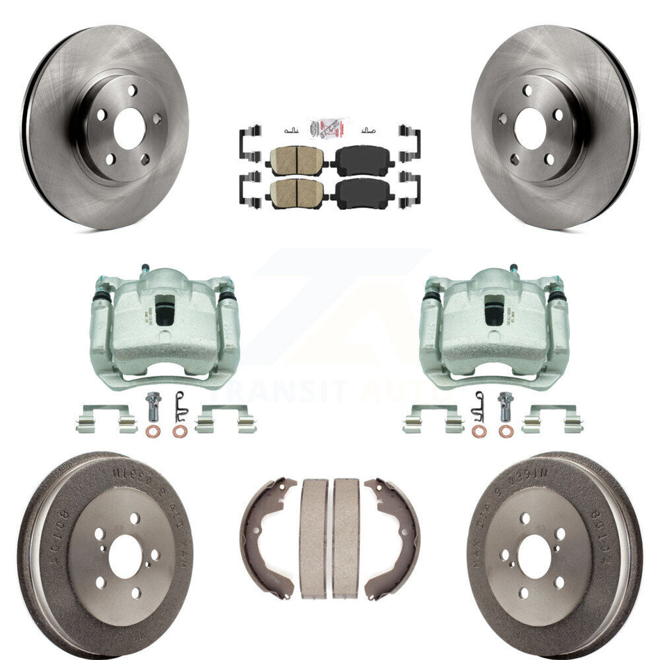 Front Rear Brake Caliper Rotor Drum Ceramic Pad Kit (8Pc) For Toyota Matrix Pontiac Vibe KC8-101585N