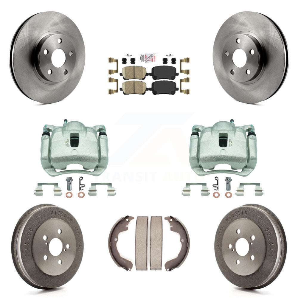 Front Rear Brake Caliper Rotor Drum Ceramic Pad Kit (8Pc) For Toyota Matrix Pontiac Vibe KC8-101586N