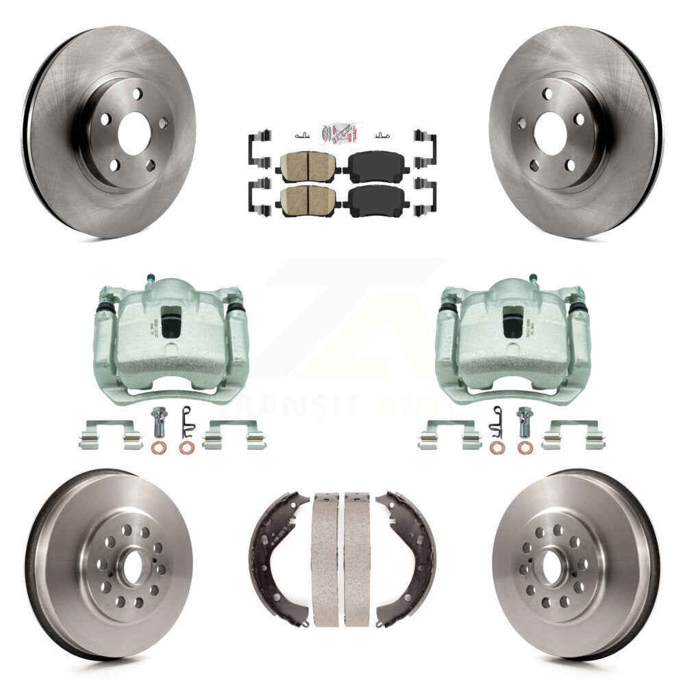 Front Rear Brake Caliper Rotor Drum Ceramic Pad Kit (8Pc) For Toyota Matrix Pontiac Vibe KC8-101587N