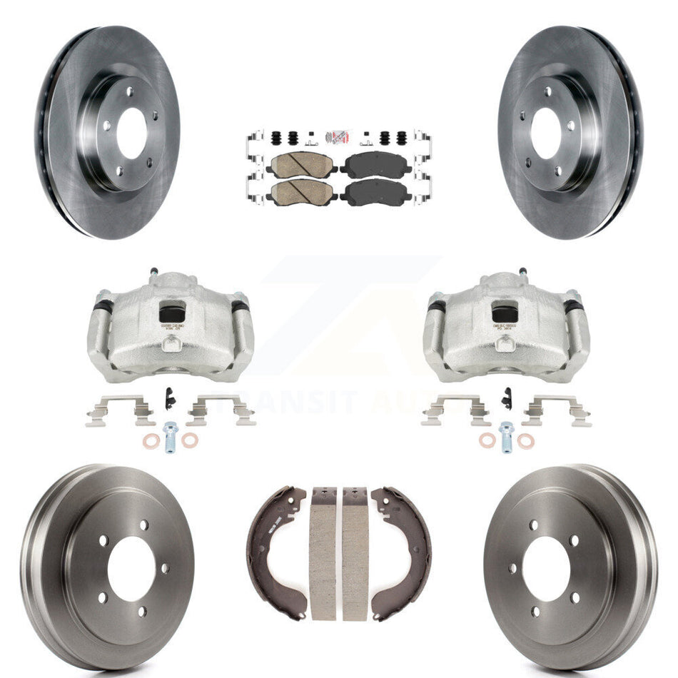 Front Rear Brake Caliper Rotor Drum Ceramic Pad Kit (8Pc) For Jeep Patriot Compass Dodge KC8-101593N