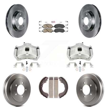 Front Rear Brake Caliper Rotor Drum Ceramic Pad Kit (8Pc) For Jeep Patriot Compass Dodge KC8-101594N
