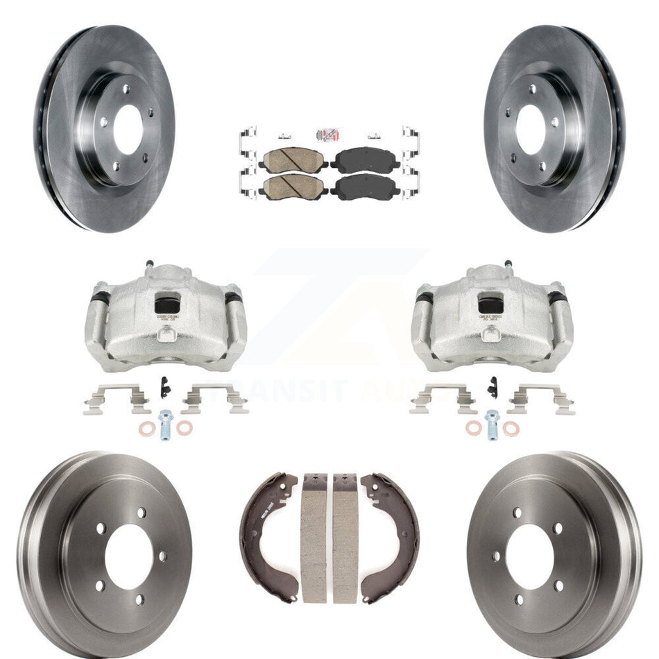 Front Rear Brake Caliper Rotor Drum Ceramic Pad Kit (8Pc) For Jeep Patriot Compass Dodge KC8-101594N