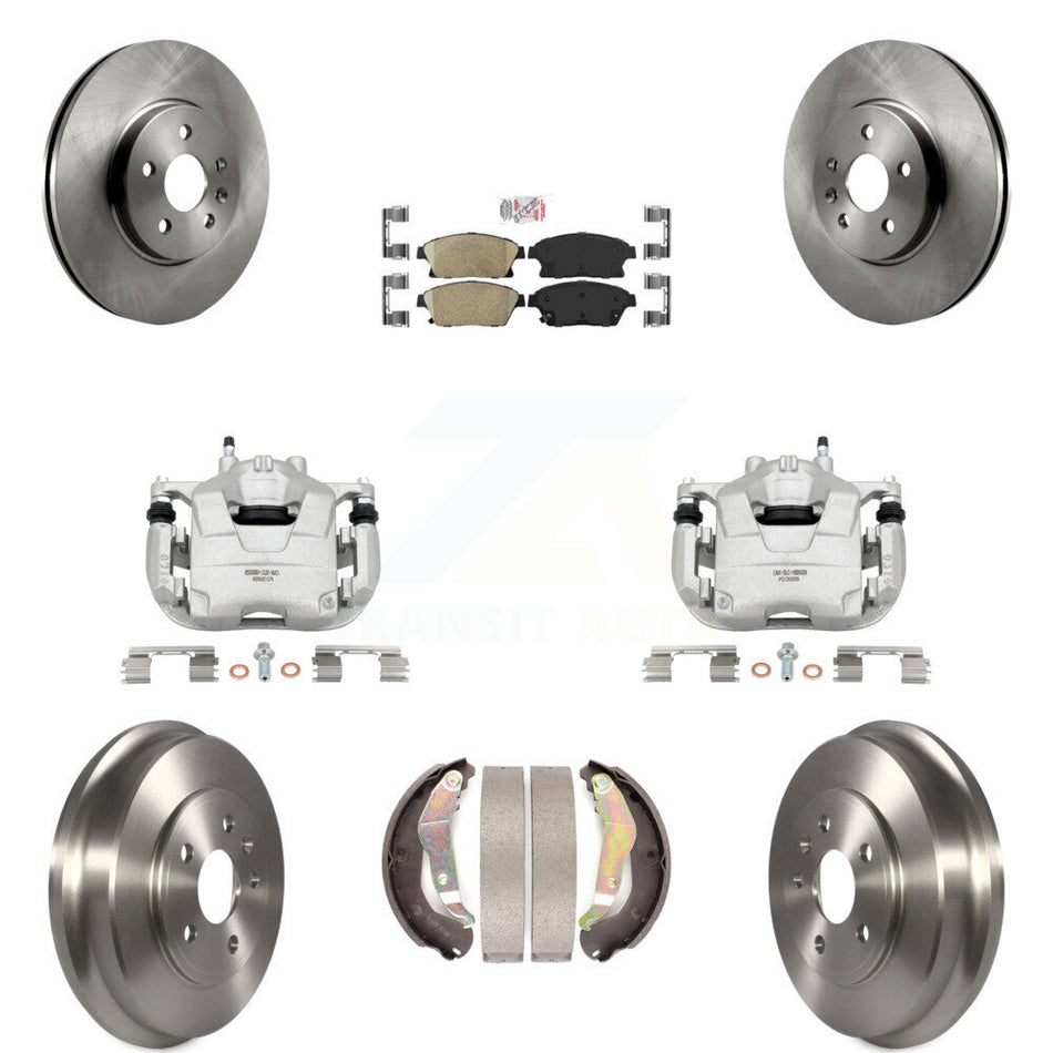 Front Rear Disc Brake Caliper Rotors Drums Ceramic Pads Kit (8Pc) For 2013-2017 Chevrolet Trax KC8-101598N
