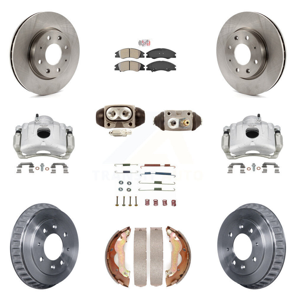 Front Rear Disc Brake Caliper Rotors Drum Semi-Metallic Pad Shoe Cylinder Kit (11Pc) For KC8-101605N