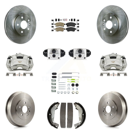 Front Rear Brake Caliper Rotors Drum Ceramic Pad Shoe Cylinder & Hardware Kit (11Pc) For KC8-101625N