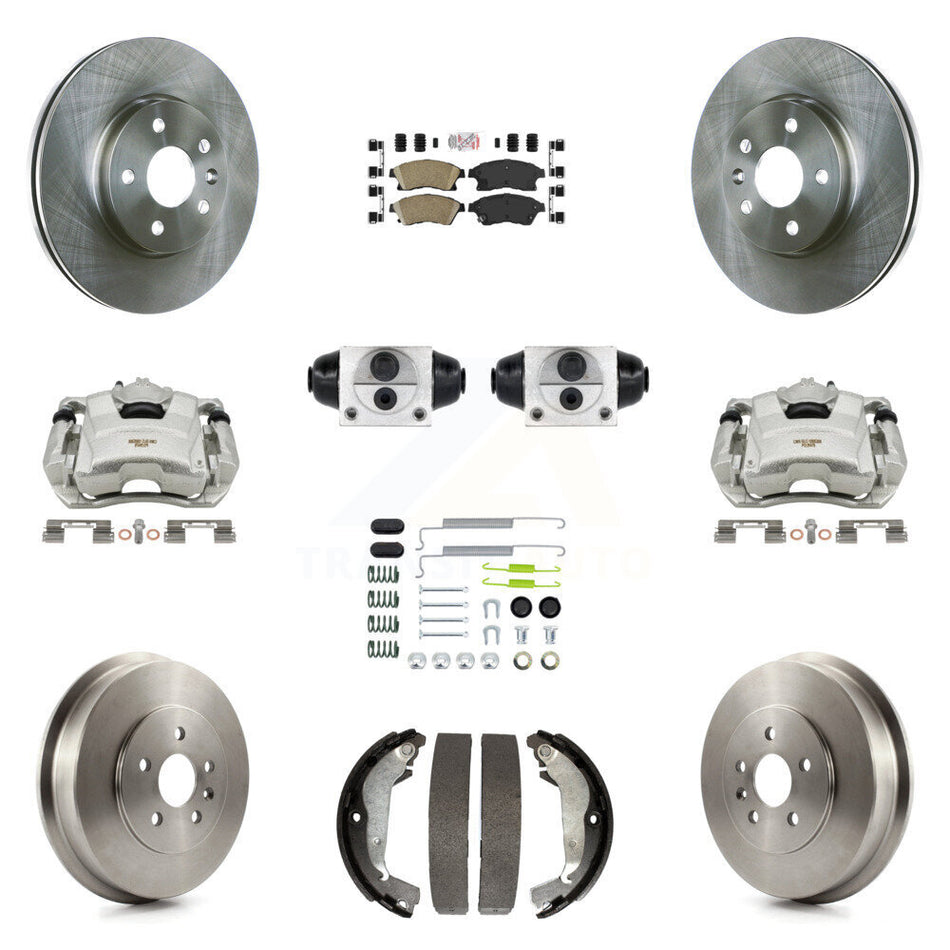 Front Rear Brake Caliper Rotors Drum Ceramic Pad Shoe Cylinder & Hardware Kit (11Pc) For KC8-101625N