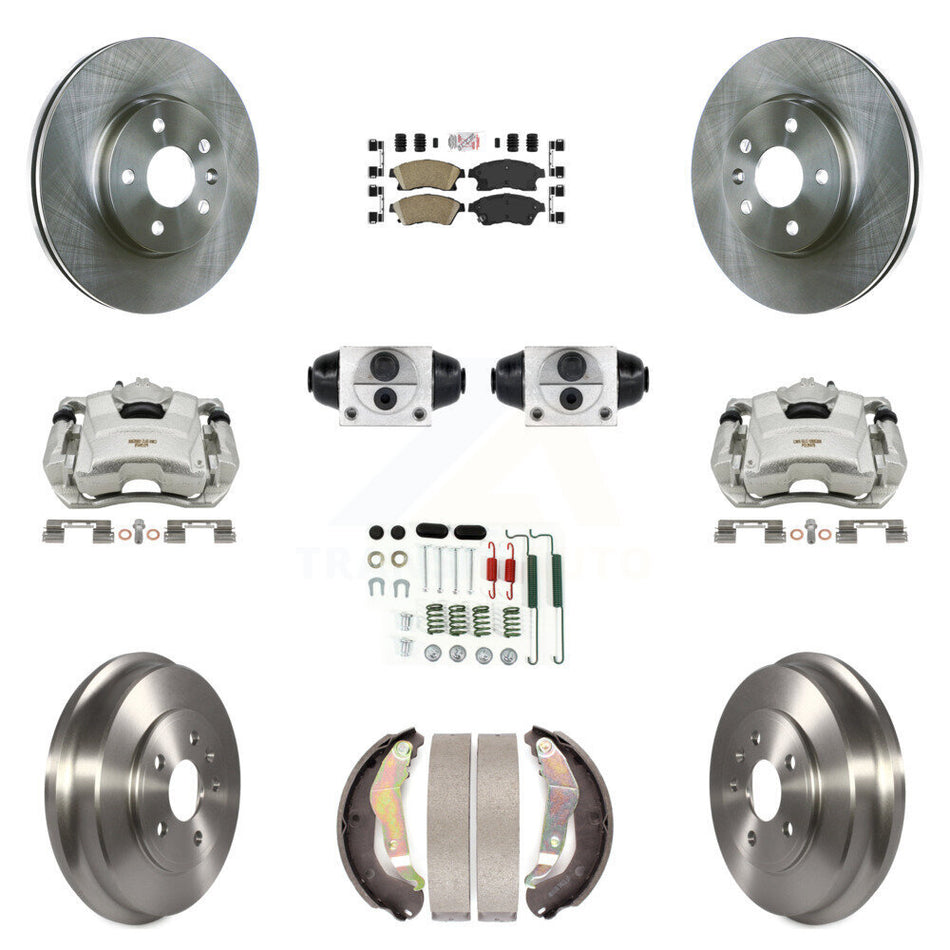 Front Rear Brake Caliper Rotors Drum Ceramic Pad Shoe Cylinder & Hardware Kit (11Pc) For KC8-101627N