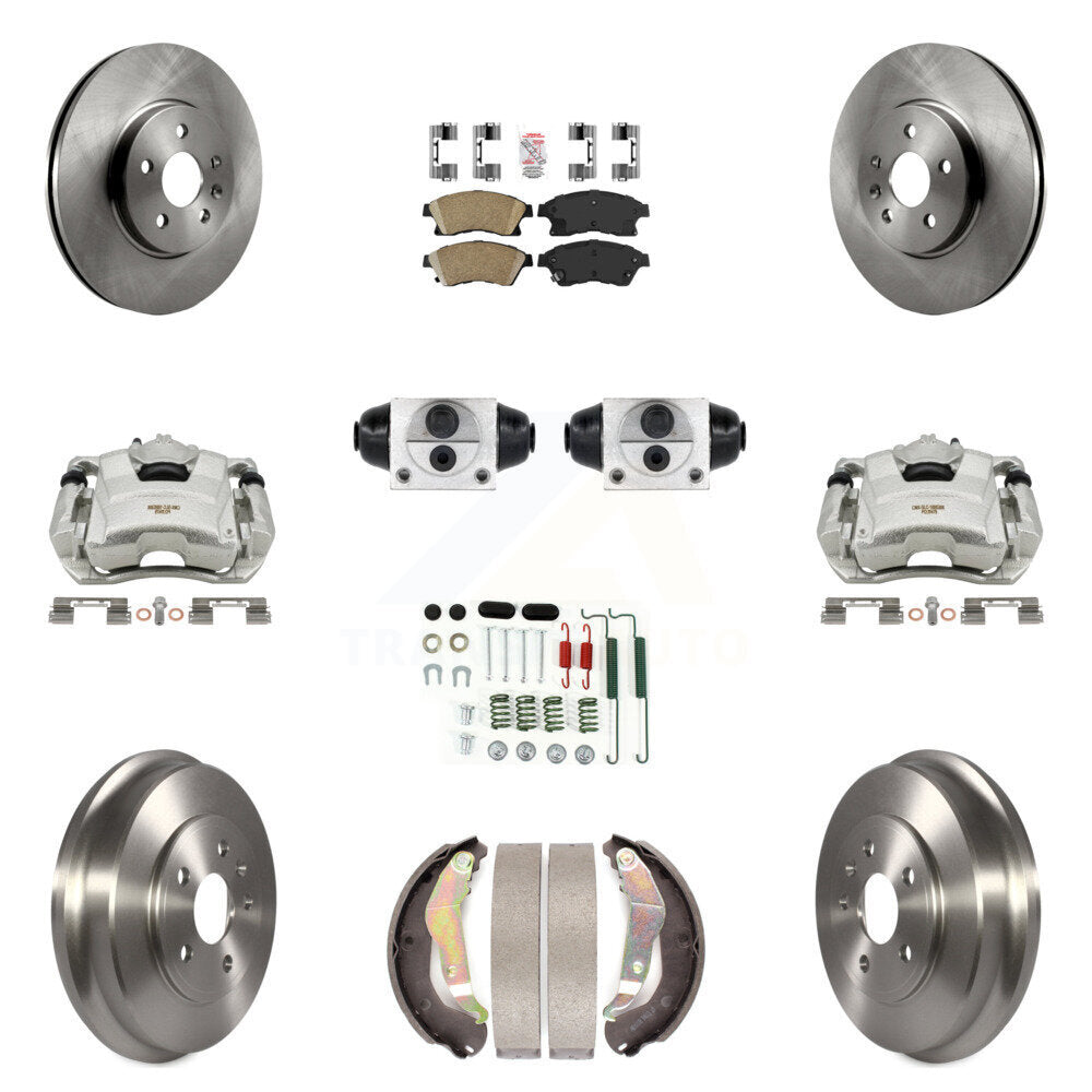 Front Rear Brake Caliper Rotors Drum Ceramic Pad Shoe Cylinder & Hardware Kit (11Pc) For KC8-101630N