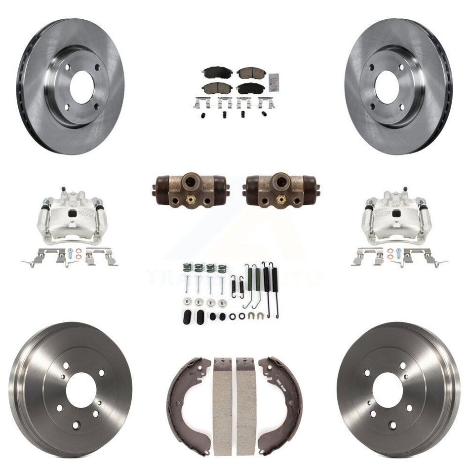 Front Rear Brake Caliper Rotors Drum Ceramic Pad Shoe Cylinder & Hardware Kit (11Pc) For KC8-101637N