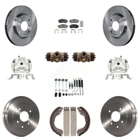 Front Rear Brake Caliper Rotors Drum Ceramic Pad Shoe Cylinder & Hardware Kit (11Pc) For KC8-101638N
