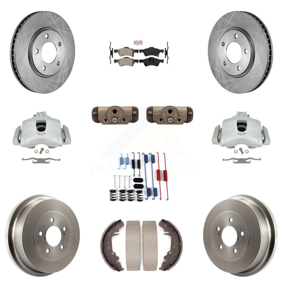 Front Rear Disc Brake Caliper Rotors Drums Semi-Metallic Pads Shoes Wheel Cylinders And Hardware Kit (11Pc) For Dodge Chrysler Town & Country Grand Caravan rear brakes KC8-101639N