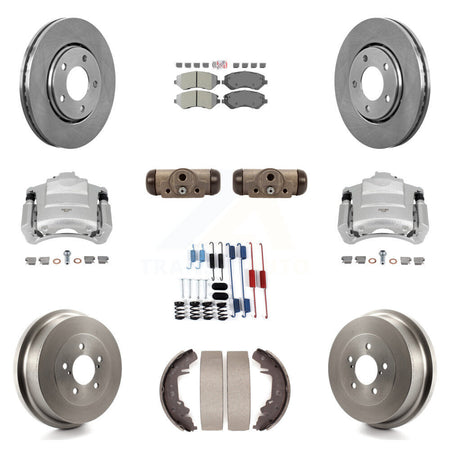 Front Rear Brake Caliper Rotor Drum Semi-Metallic Pad Shoe Cylinder Kit (11Pc) For Dodge KC8-101640N