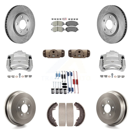 Front Rear Disc Brake Caliper Rotors Drum Semi-Metallic Pad Shoe Cylinder Kit (11Pc) For KC8-101643N
