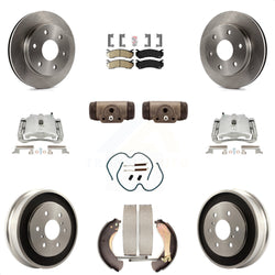 Front Rear Disc Brake Caliper Rotors Drums Ceramic Pads Shoes Wheel Cylinders And Hardware Kit (11Pc) For Chevrolet Silverado 1500 GMC Sierra Classic With 7000 Lb GVW KC8-101648N