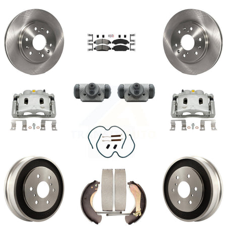 Front Rear Brake Caliper Rotors Drum Semi-Metallic Pad Shoe Cylinder Kit (11Pc) For 1500 KC8-101652N