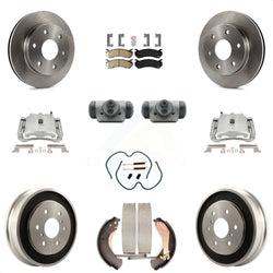 Front Rear Disc Brake Caliper Rotors Drums Ceramic Pads Shoes Wheel Cylinders And Hardware Kit (11Pc) For Chevrolet Silverado 1500 GMC Sierra Classic With 6400 Lb GVW KC8-101653N