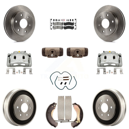 Front Rear Disc Brake Caliper Rotors Drum Semi-Metallic Pad Shoe Cylinder Kit (11Pc) For KC8-101656N
