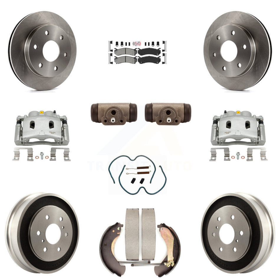 Front Rear Disc Brake Caliper Rotors Drum Semi-Metallic Pad Shoe Cylinder Kit (11Pc) For KC8-101656N