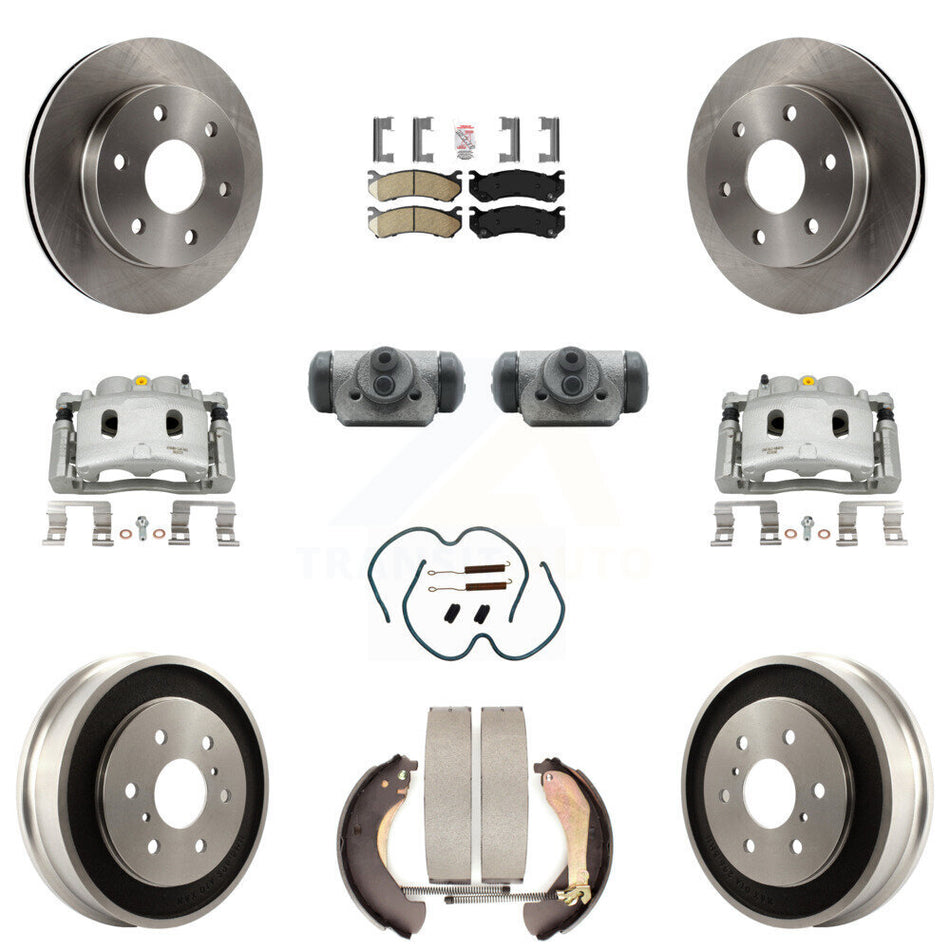 Front Rear Brake Caliper Rotors Drum Ceramic Pad Shoe Cylinder & Hardware Kit (11Pc) For KC8-101657N