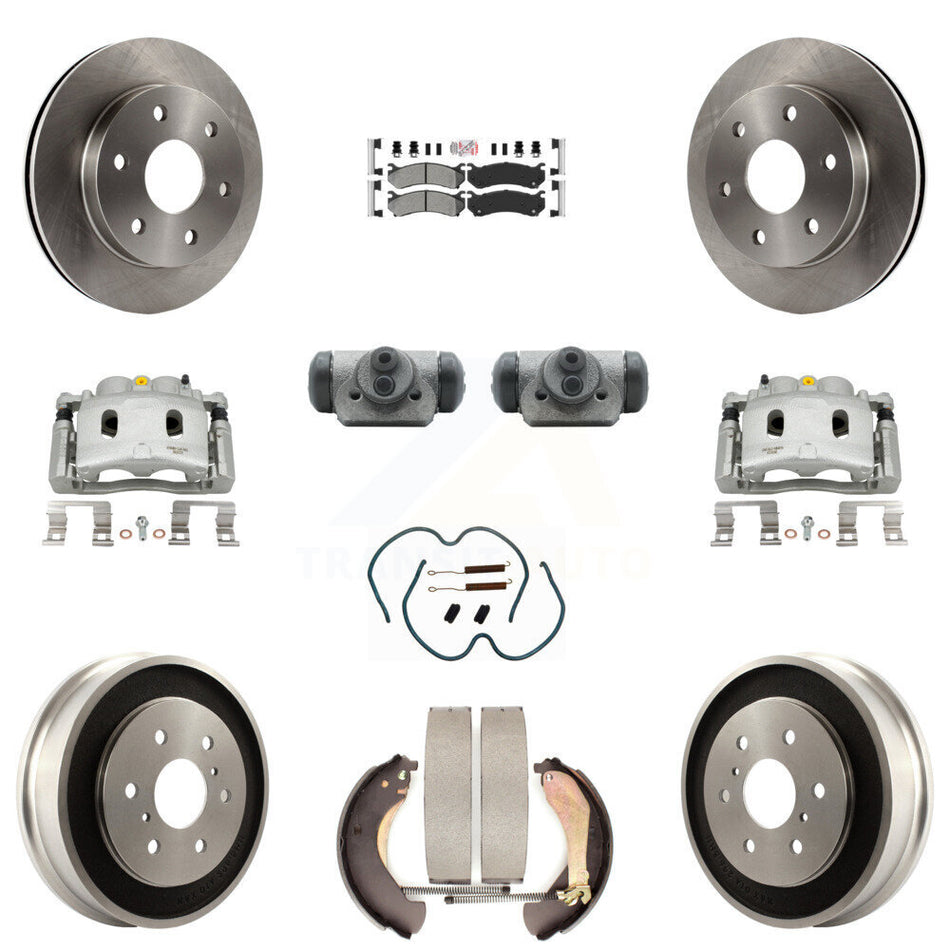 Front Rear Disc Brake Caliper Rotors Drum Semi-Metallic Pad Shoe Cylinder Kit (11Pc) For KC8-101658N