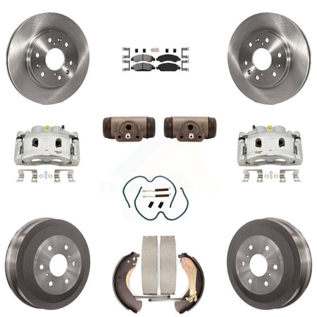 Front Rear Brake Caliper Rotors Drum Semi-Metallic Pad Shoe Cylinder Kit (11Pc) For 1500 KC8-101667N