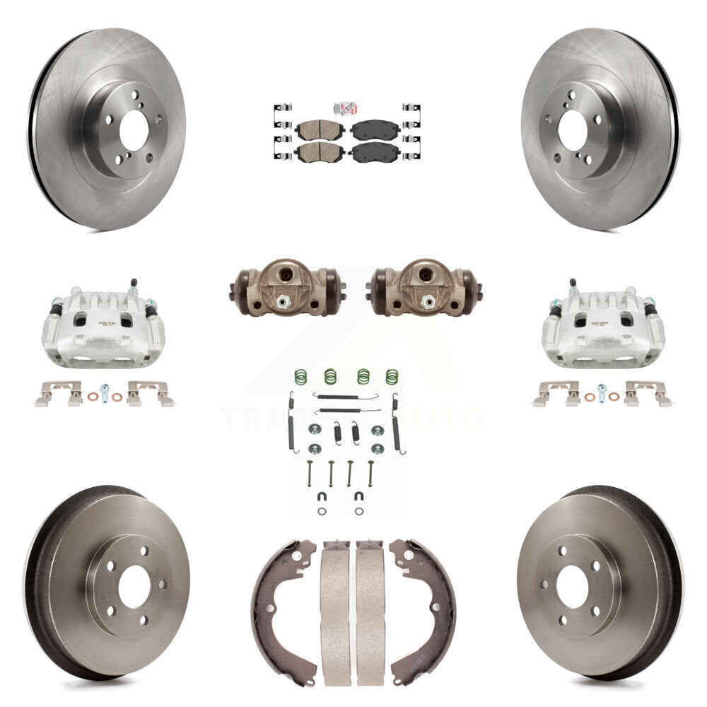 Front Rear Brake Caliper Rotors Drum Ceramic Pad Shoe Cylinder & Hardware Kit (11Pc) For KC8-101672N