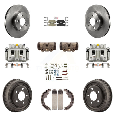 Front Rear Brake Caliper Rotors Drum Ceramic Pad Shoe Cylinder & Hardware Kit (11Pc) For KC8-101674N