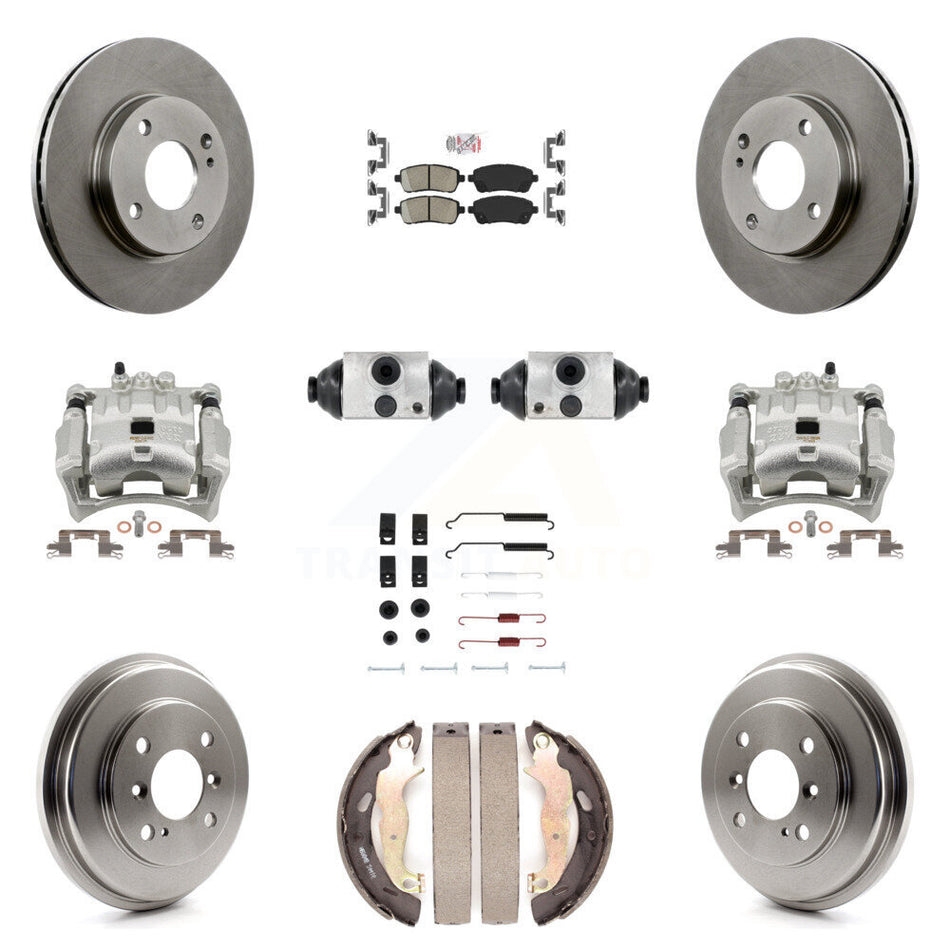 Front Rear Brake Caliper Rotors Drum Ceramic Pad Shoe Cylinder & Hardware Kit (11Pc) For KC8-101679N