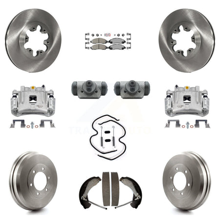Front Rear Brake Caliper Rotors Drum Ceramic Pad Shoe Cylinder & Hardware Kit (11Pc) For KC8-101681N