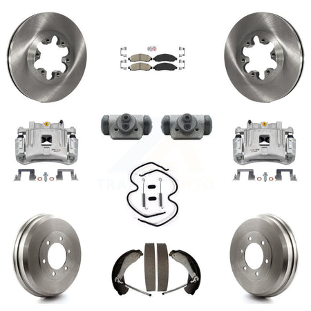 Front Rear Brake Caliper Rotors Drum Ceramic Pad Shoe Cylinder & Hardware Kit (11Pc) For KC8-101682N