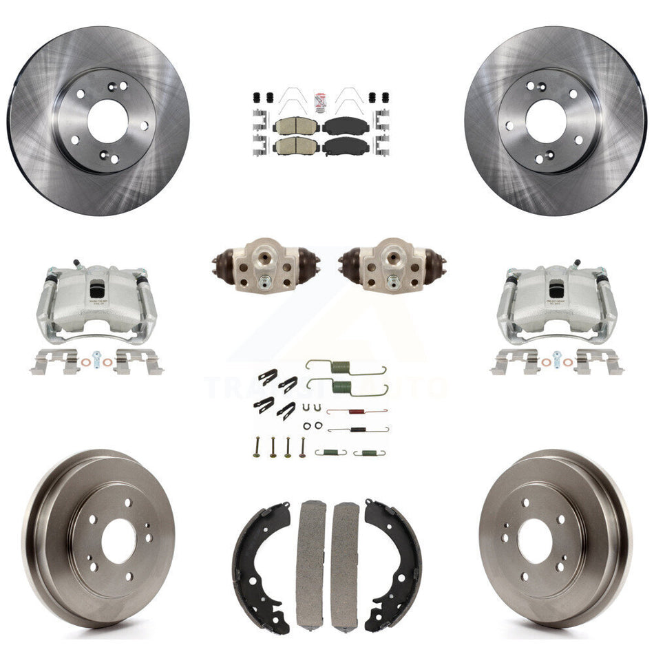 Front Rear Disc Brake Caliper Rotors Drums Ceramic Pads Shoes Wheel Cylinders And Hardware Kit (11Pc) For Honda Civic GX with 1.8L KC8-101706N