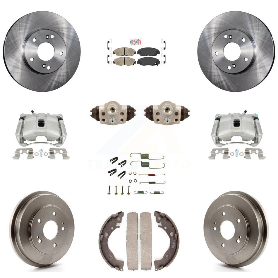 Front Rear Disc Brake Caliper Rotors Drums Ceramic Pads Shoes Wheel Cylinders And Hardware Kit (11Pc) For 2011 Honda Civic GX with 1.8L KC8-101707N