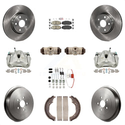 Front Rear Disc Brake Caliper Rotors Drums Ceramic Pads Shoes Wheel Cylinders And Hardware Kit (11Pc) For 2009-2013 Toyota Corolla KC8-101735N