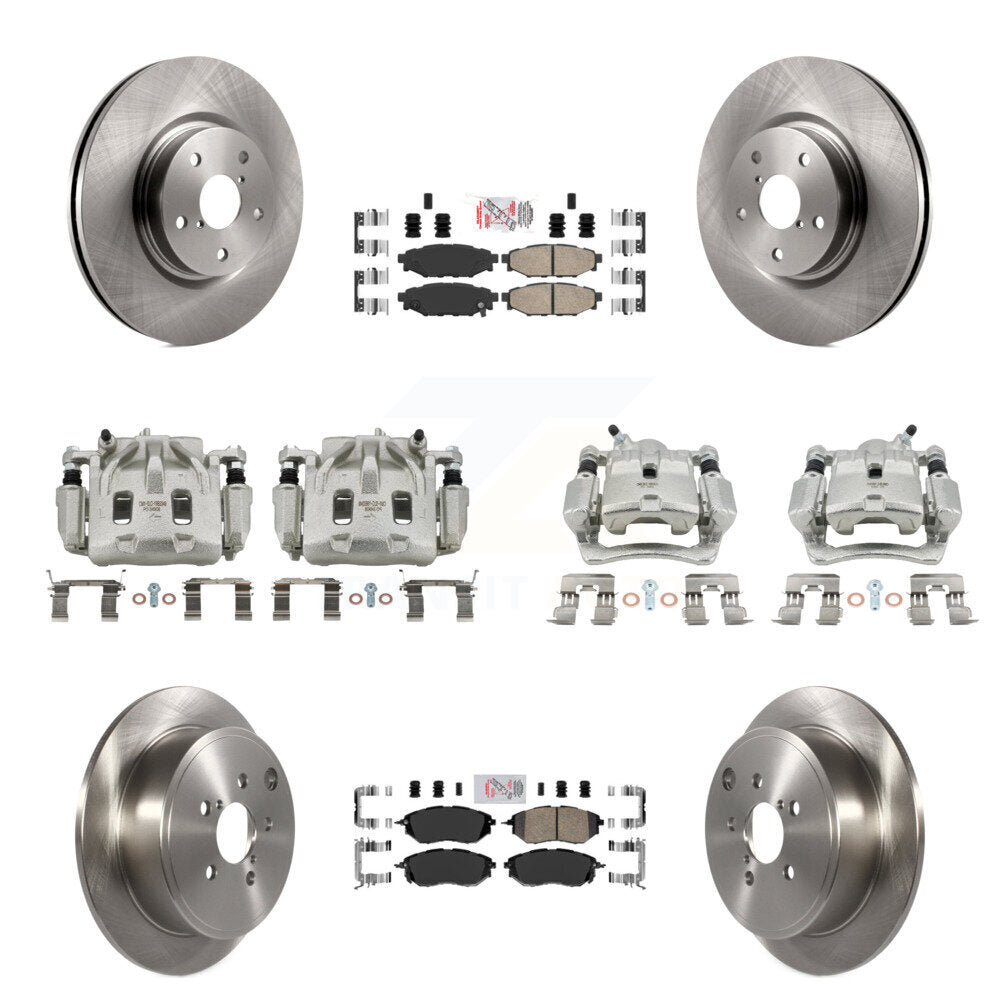 Front Rear Disc Brake Caliper Rotors And Ceramic Pads Kit (10Pc) For Subaru WRX KC8-101751N