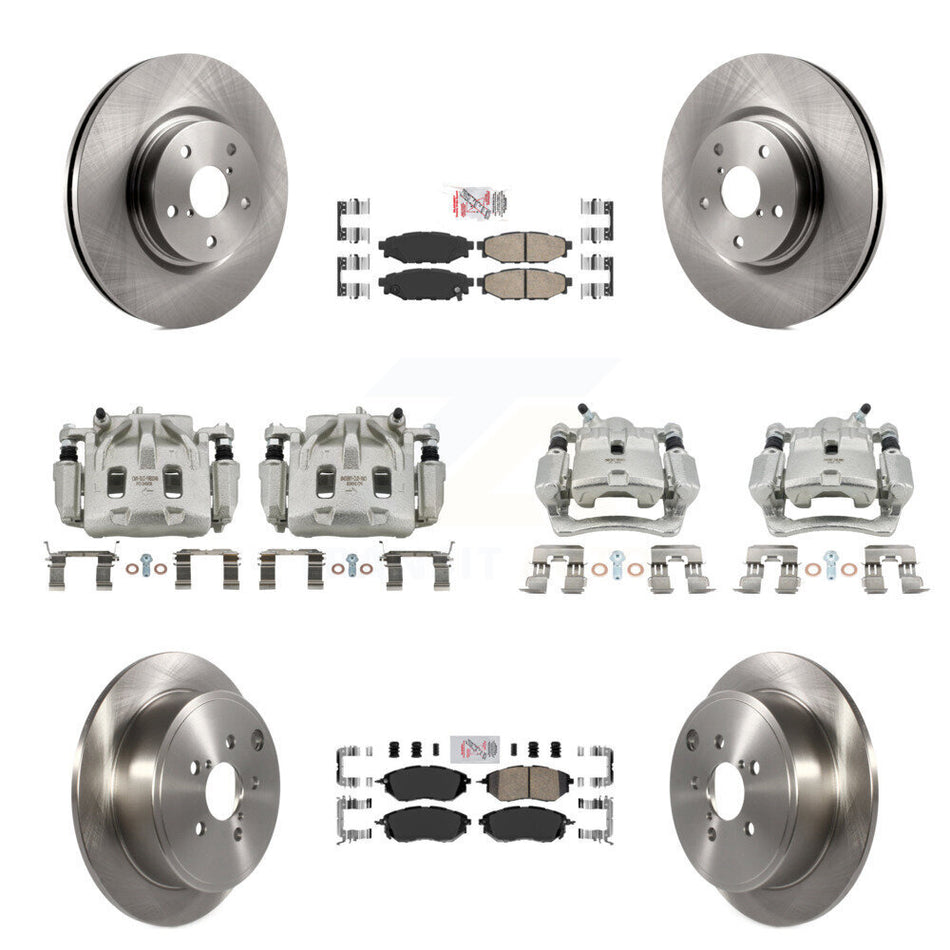 Front Rear Disc Brake Caliper Rotors And Ceramic Pads Kit (10Pc) For Subaru WRX KC8-101753N