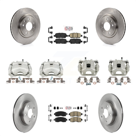 Front Rear Disc Brake Caliper Rotors And Ceramic Pads Kit (10Pc) For 2017 Nissan LEAF With Electric Parking KC8-101756N by Transit Auto